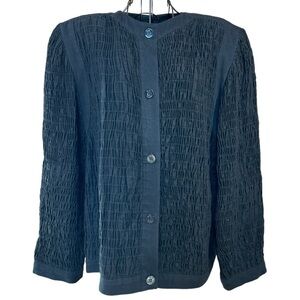 Vintage Bis Bis Gene Ewing Smocked Shirt Jacket Shacket Black Size 12